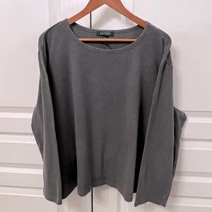 Ralph Lauren 3X Plus Size Long Sleeve Grey T Shirt with Lauren Logo cotton Tee